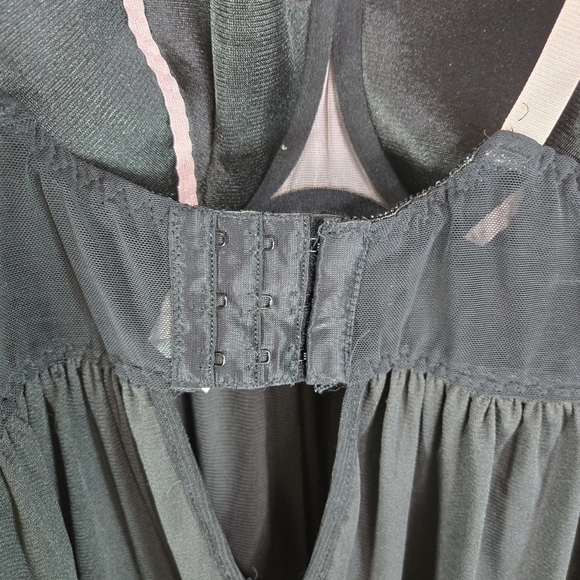 Cacique pink black ruffle coquette babydoll lingerie chemise - Picture 7 of 9